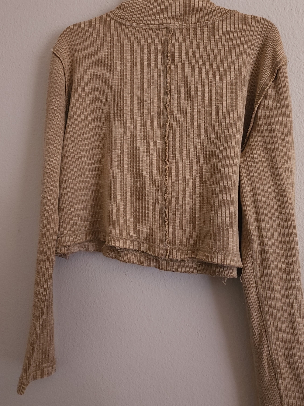 Anthropologie Pilcro Cropped Quarter Zip Textured Pullover Ribbed Raw Hem XL - Picture 6 of 7